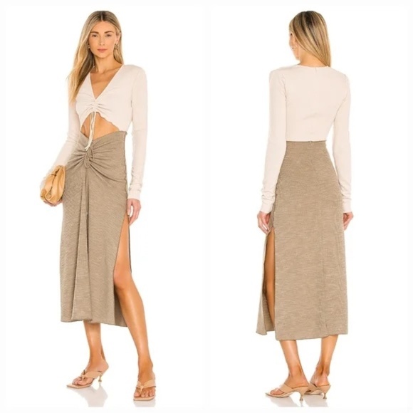 Song of Style Ezra Ribbed Cutout Side Slit Midi Dress Small - Picture 1 of 15